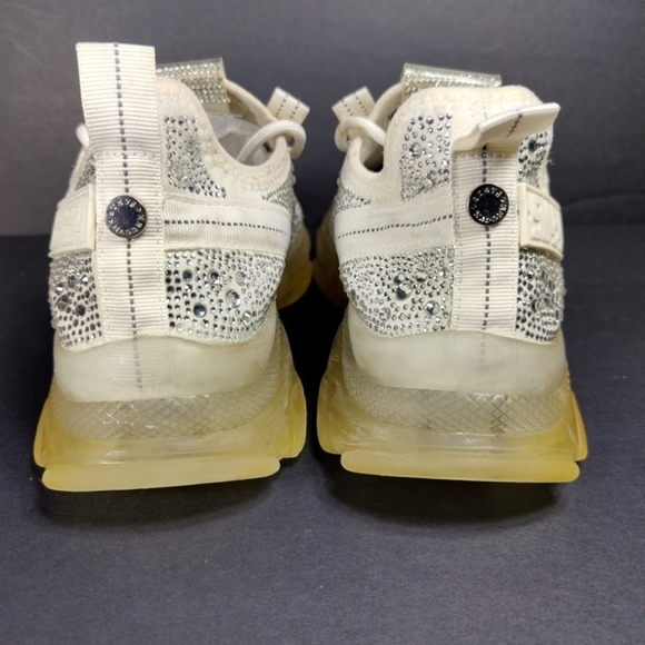 Steve Madden Women's Maxima Rhinestone Sneakes Off White Platform Shoes Size 9.5 - Picture 9 of 11